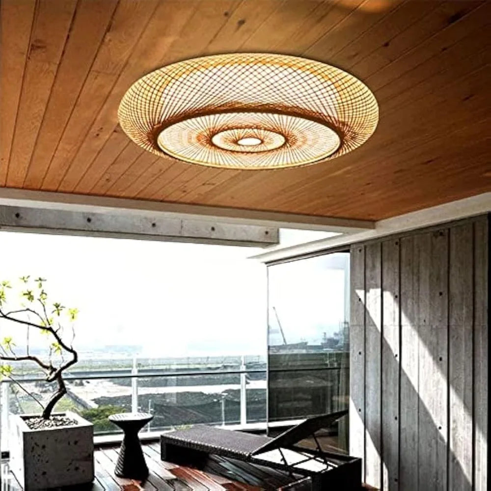 lampe moderne tissage bambou naturelle 40 50 60 80 cm spirale bois
