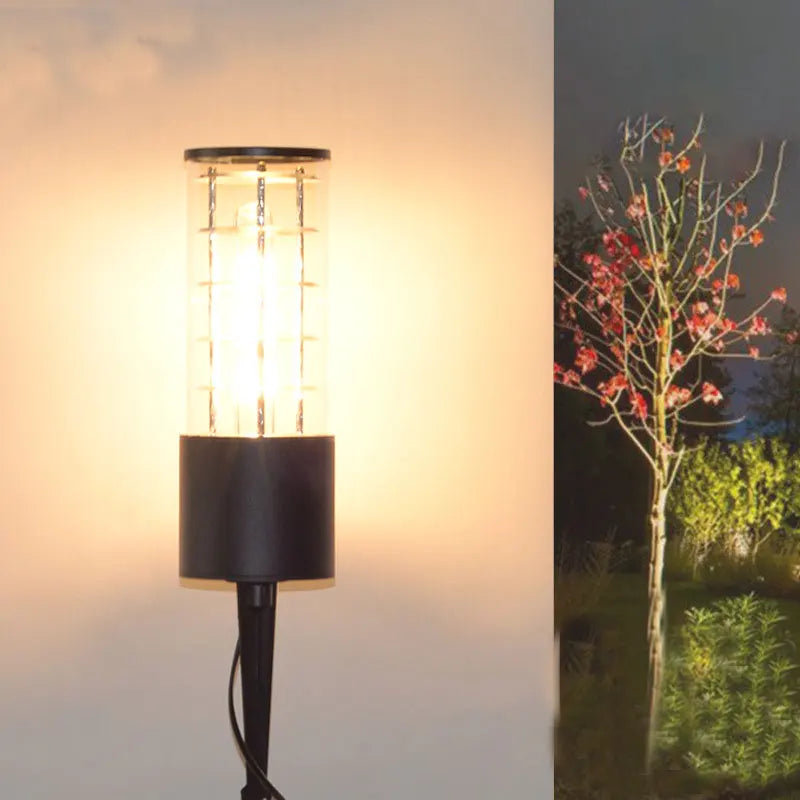 lampe solaire moderne noire transparente barres horizontales ip65 led flux lumineux 2492000