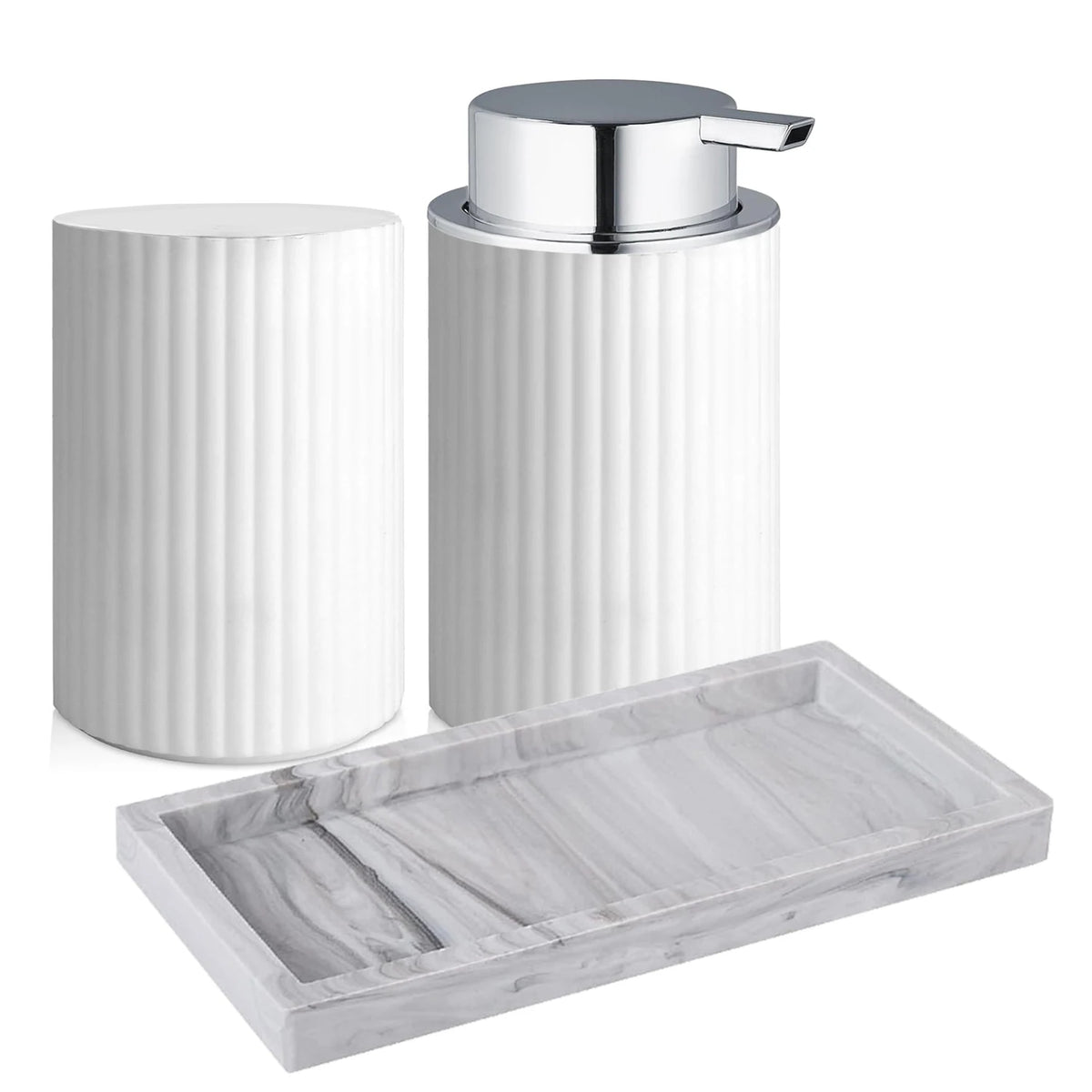 ensemble produits salle bain moderne distributeur savon pot brosse dents pot crème dentifrice noir
