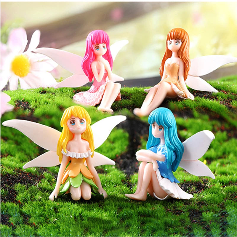 figurines fées décoratives dessin animé nouvelles années couleurs pastel vêtements ailes cheveux