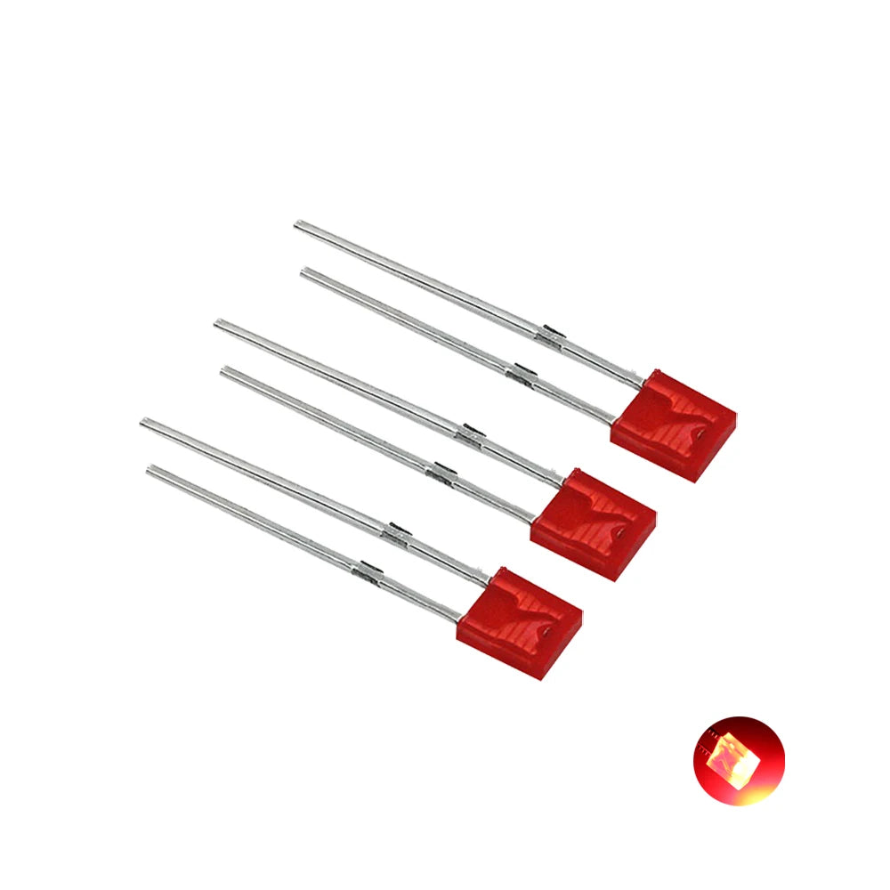 diodes led bleu vert jaune rouge blanc 2x5x7mm opaques mat standard 100 pieces