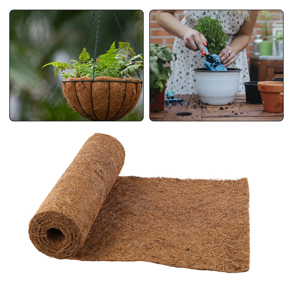 tapis sol fibre coco naturelle rouleau 20x100 25x100 pots fleurs rustique