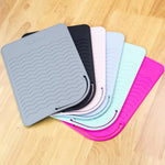 tapis coiffure silicone chauffant rose gris noir bleu vert clips moderne ondulé resistant travel