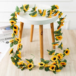 décoration maison guirlande fleurs tournesol artificielles jaunes vertes mariage anniversaireintérieur