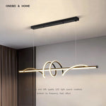 suspension lumineuse moderne minimaliste noir blanc doré ondulé réglable dimmable chambre salon étude