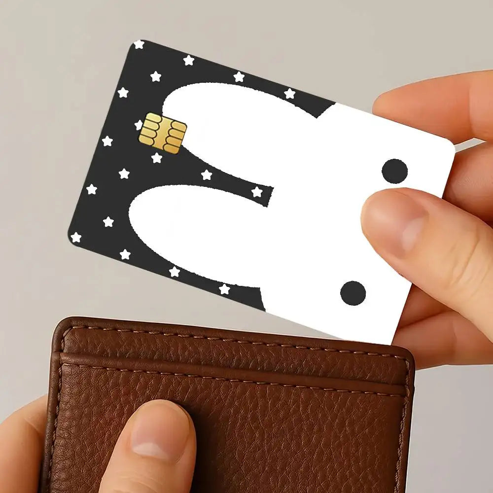autocollants protection cartes credit transport commun dessin animal mignon points etoiles blanc noir adhésifs
