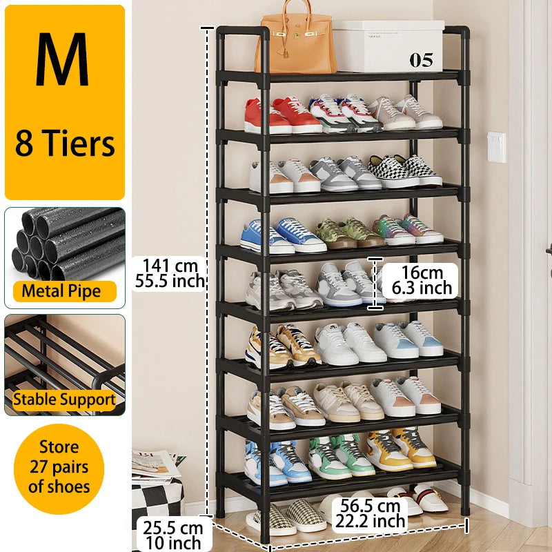 étagère chaussures noire moderne multi niveaux grande capacité chambre entrée garage salon