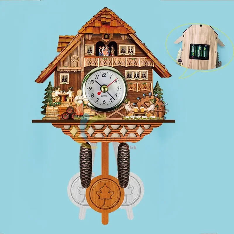 horloge coucou vintage bois sculpté traditionnel intérieur salon chambre rusticité decoration pendule fonctionnelle