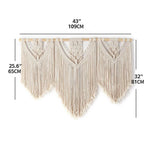 tapisserie macramé coton ovale motifs géométriques franges bohème bois opaque