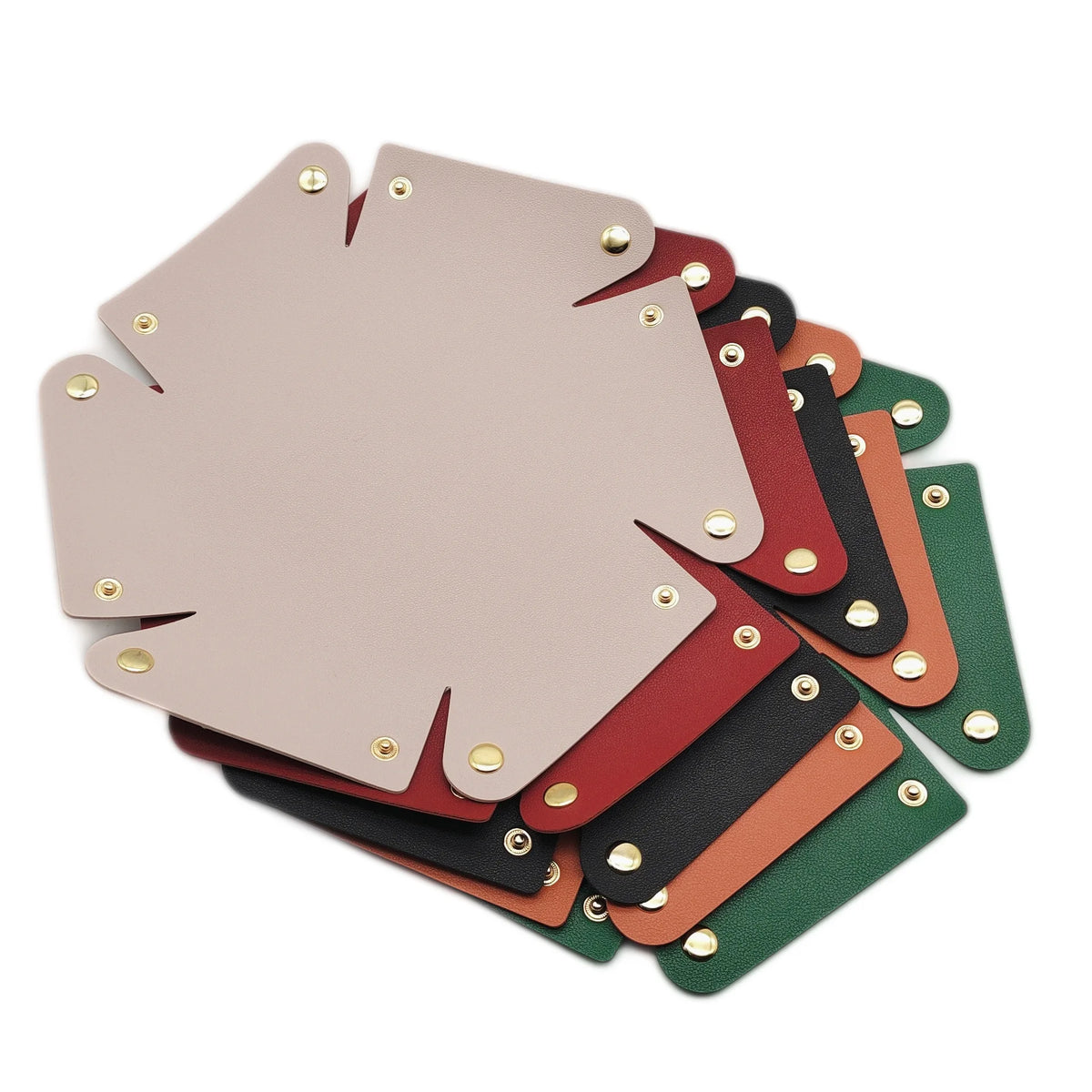 coasters cuir pliables multi usages modernes rose pâle rouge noir vert gris orange dorés