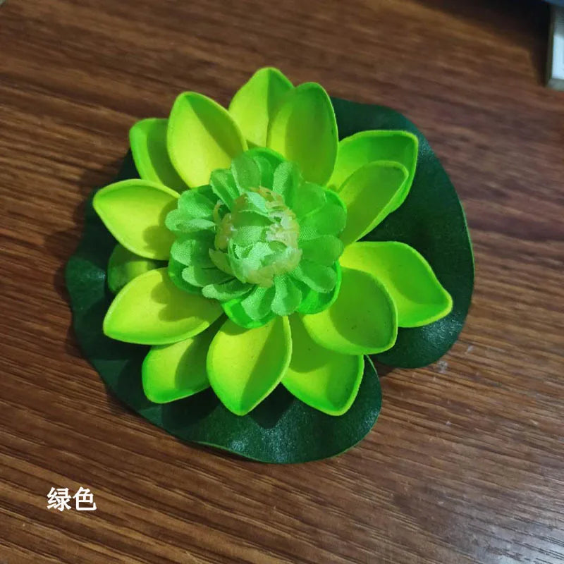 fleur artificielle lotus blanc vert décoration intérieure réaliste feuilles ovales pétales délicats opaques eyelets