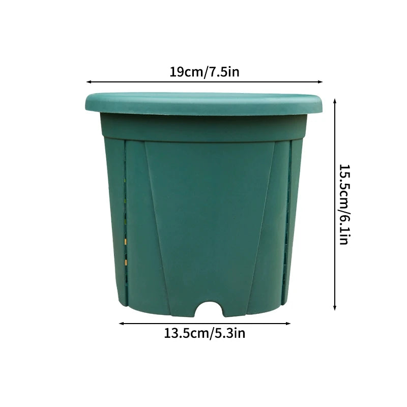 pots racines plastique moderne vertclair beige bleufoncé rayures grille drainage support hydroponie plantes