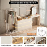 coiffeuse bois moderne beige miroir tiroirs tabouret étagère rangement chambre coucher