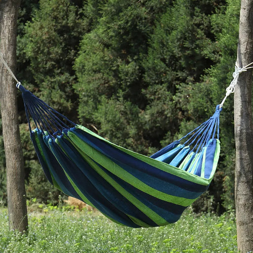 hamac toile rayé pliable camping balcon jardin sac rangement cordons