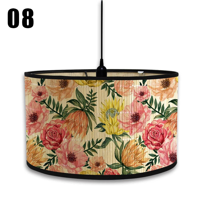 abat jour vintage bambou imprimé floral boho chic décoration maison art déco