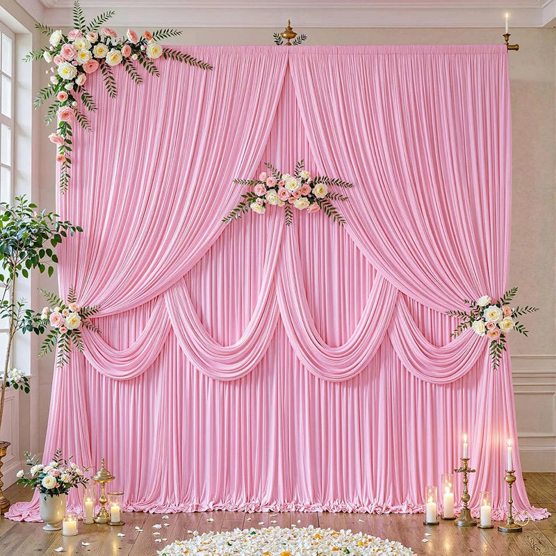 rideau fond blanc rose plissé drapé classique maison opacité tringle decoration