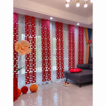décoration mariage guirlande cœur panneau géométrique rideaux rouge motifs anniversaire décorations salașièmes transparentes