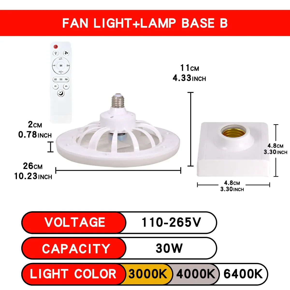 ventilateur lampe led moderne blanc grille télécommande flux lumineux certification ul rohs