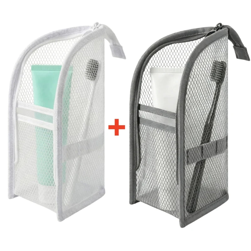 organisateur voyage toile maille eva imperméable cordon serrage brosse dents rasoir crèmes bouteille parfum