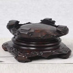supports décoration bois sculpté artisanal traditionnel marron foncé fleurs vases bouddhas encens plantes bonsaï