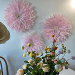 décoration murale fleurs artificielles rose clair moderne feuilles papier métal