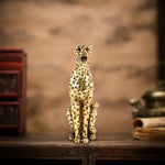 statue décorative léopard or taches texturée résine animalier maison festivescrição