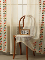 rideau moderne rustique feuilles brodées couleur beige vert orange bleu semi transparent salon maison