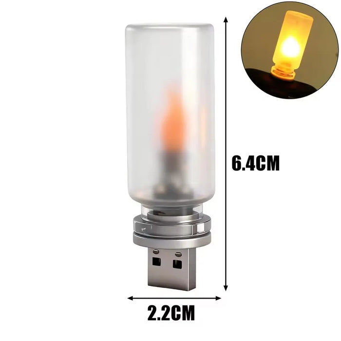 lampe usb flamme jaune moderne décoration ambiancé adhésif transparent électrique