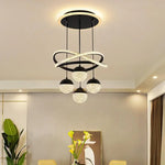 suspension lumineuse moderne or noir anneaux boules translucides led clips