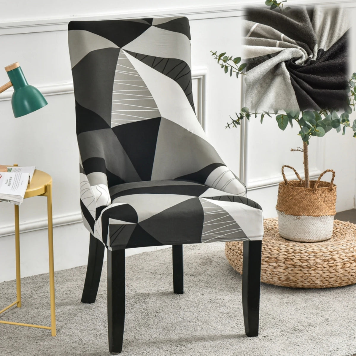 housse chaise velours extensible imprimé floral fauteuil salle manger moderne décoration