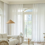 rideau moderne transparent blanc uni polyester fenêtre française installer h175cm h245cm h265cm h300cm
