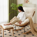 fauteuil bascule moderne rotin tissu doux confortable salon adulte beige noir