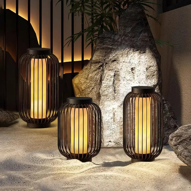 lanterne extérieure marron foncé minimaliste ip55 led alliage abs moderne éclairage paysagerextérieur figure solide