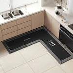 tapis cuisine marbre noir veines blanches moderne antidérapant lavable polyester noir blanc