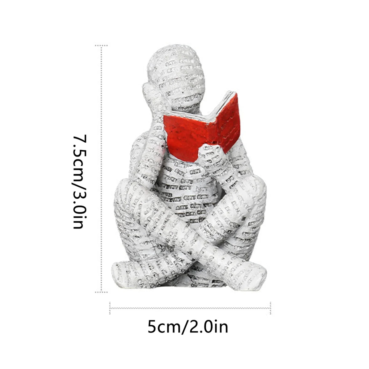 statue résine femme lisant blanc noir livre rouge texture papier imprimé minimaliste décoration erotique