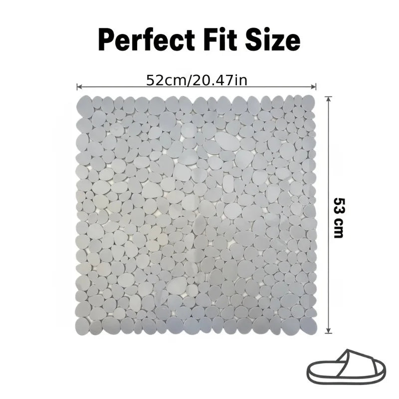 tapis salle bain douche galets antidérapant motifs ronds drainage ventouses moderne minimaliste