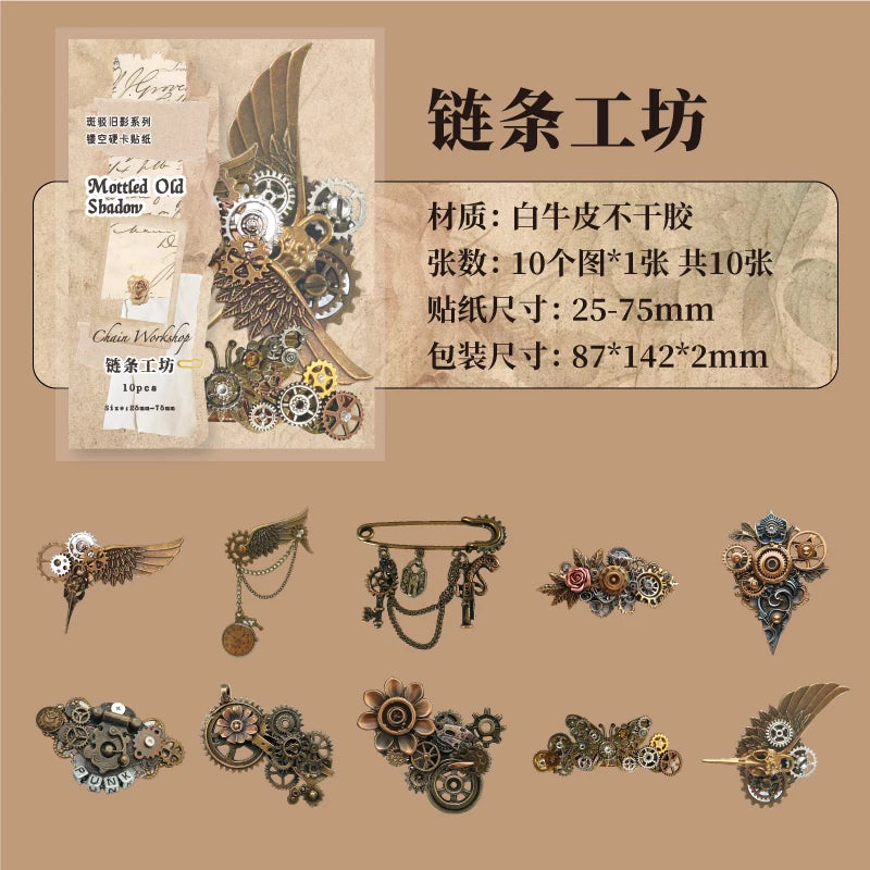 accessoires decoratifs steampunk engrenages roues dentees fleurs papillons bronze noir blanc