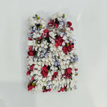 sac main pliable polyester motif fleurs boho chic noir bleu blanc rouge vert orange