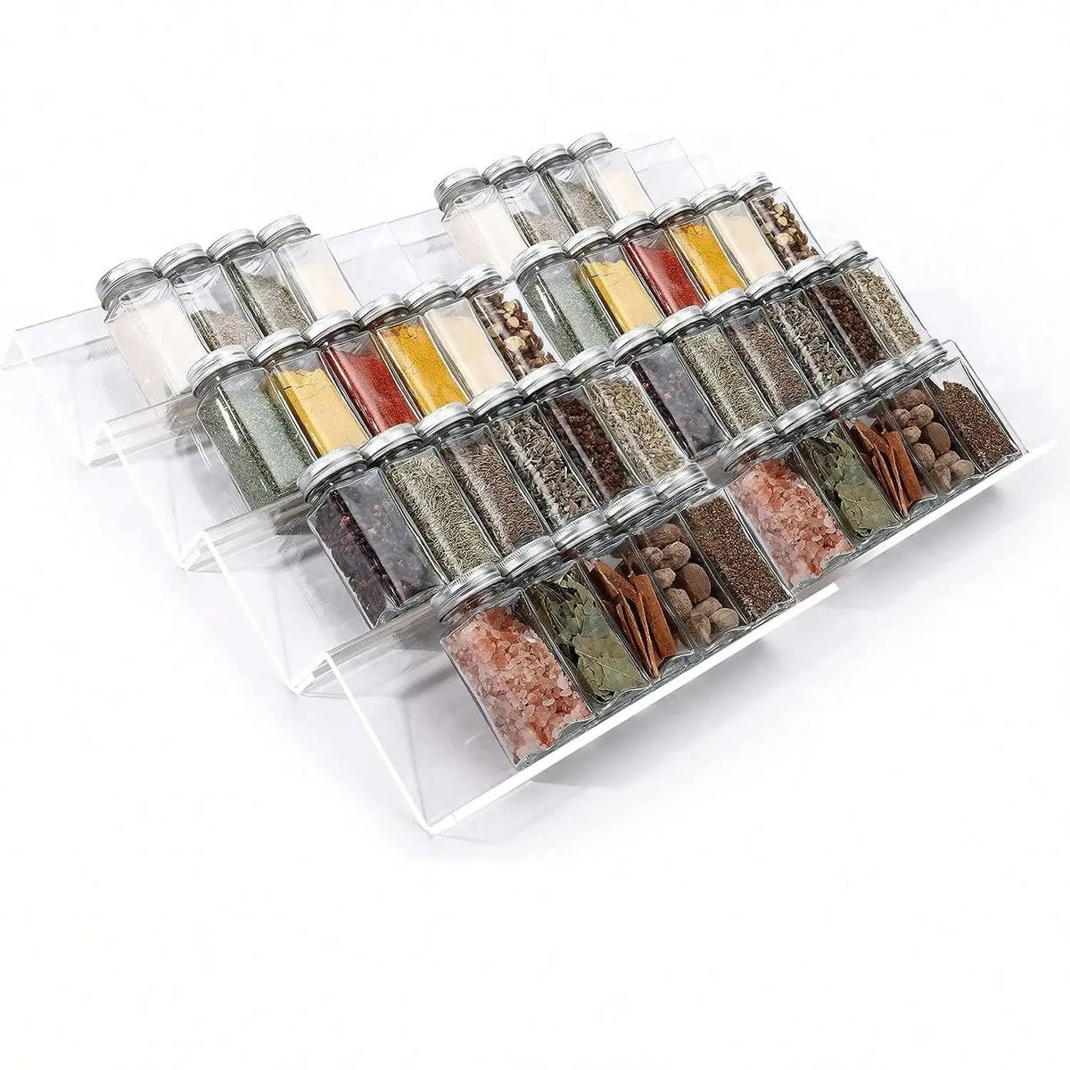 organisateur tiroir étagère épices transparent moderne pots verre assaisonnement cuisine rangement minimaliste
