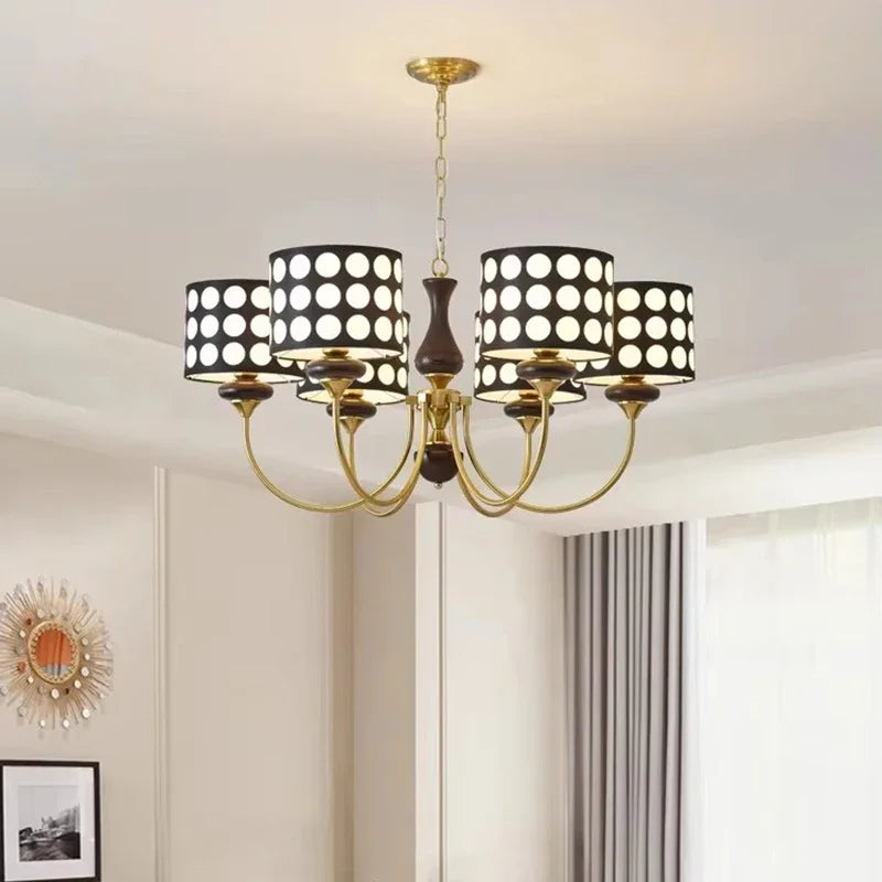 lustre moderne élégant pois doré noir suspension salon restaurant led câbles trois têtes