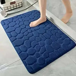 tapis bain gris rose bleu marine mousse mémoire forme texture galets moderne adhésif 40x60