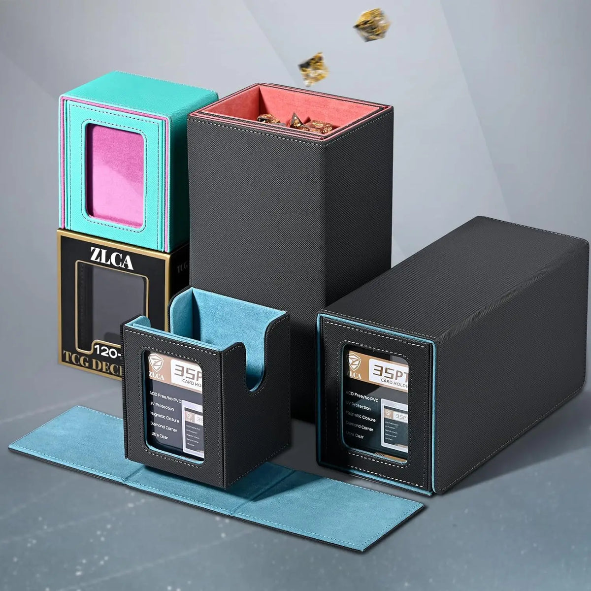 boîte cartes cuir moderne noir rose respectueux environnement rechargeable organisateur jeux