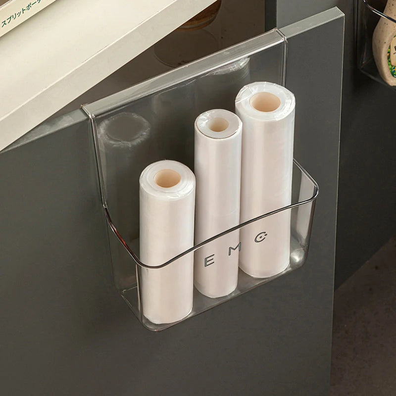 rangements cuisine adhésifs transparents modernes bouteilles ustensiles papier