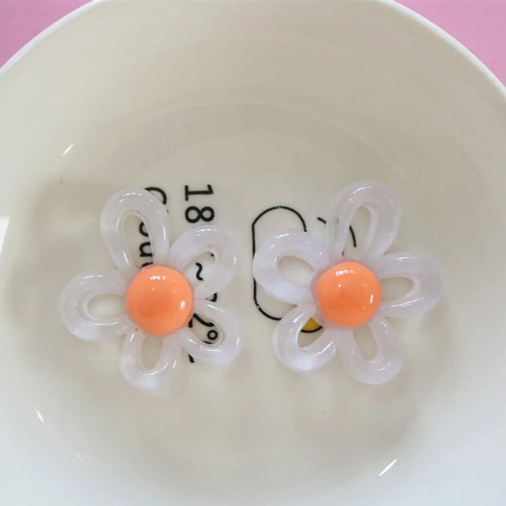 clips cheveux fleurs violet blanc orange vert jaune rose bleu kawaii