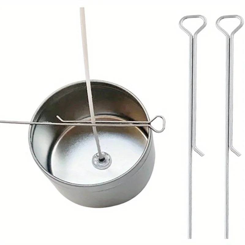 centrage mèches bougies artisanat violet blanc anneaux métal pots cuisson moderne fabrication