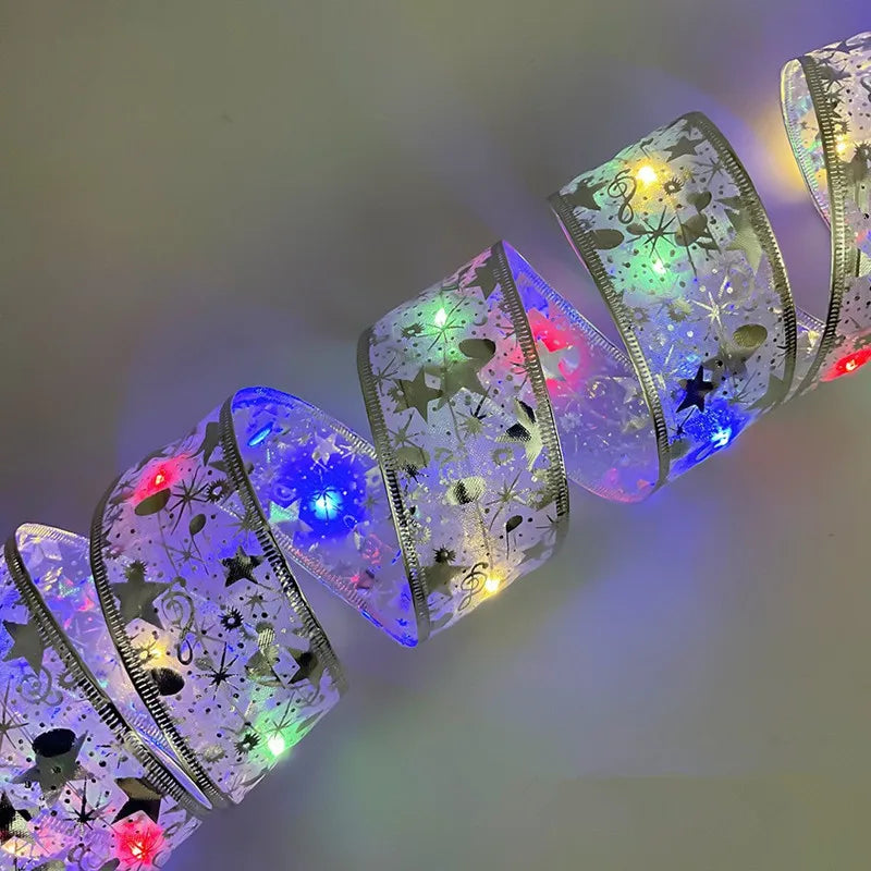 ruban lumineux or blanc multicolore étoiles motifs floraux décoratif festif 10m 5m 2m 100led
