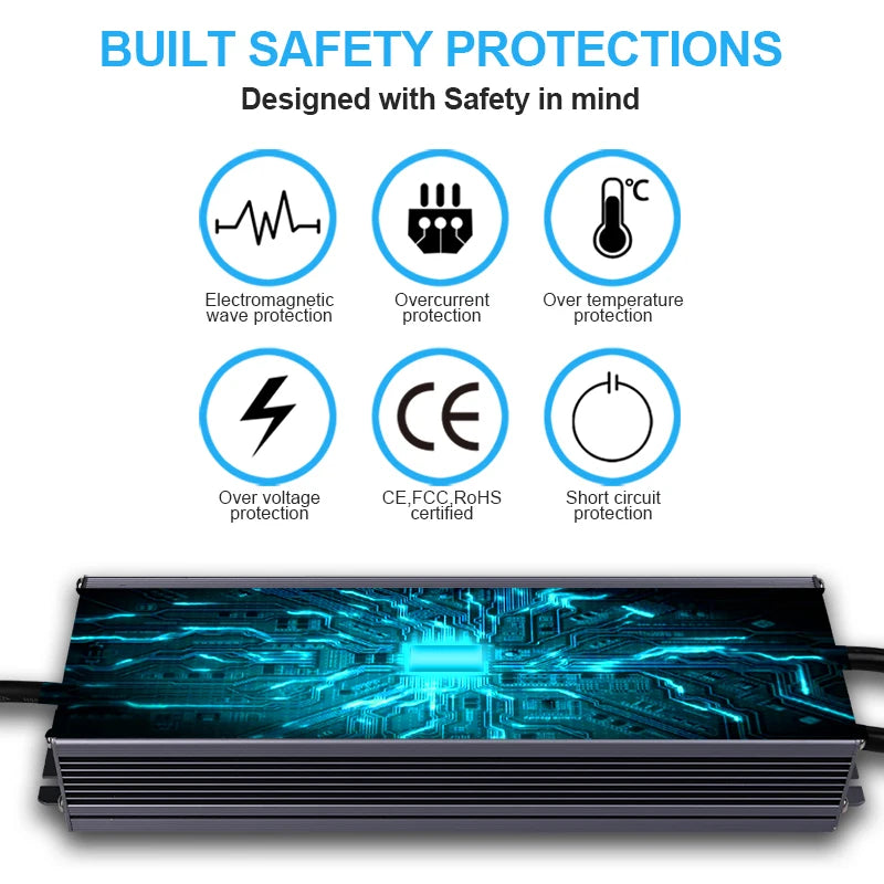 alimentation électrique led 12v 24v 60w 100w 150w 200w ip67 waterproof moderne