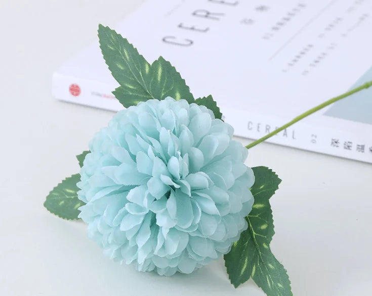 Bouquet artificiel fleurs pompon orange bleu blanc jaune intérieur décoration moderne salon chambre