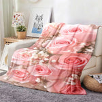 couverture rose imprimé floral fleurs blanches moderne polyester douce 100x130cm 130x150cm 150x200cm opacité fixations