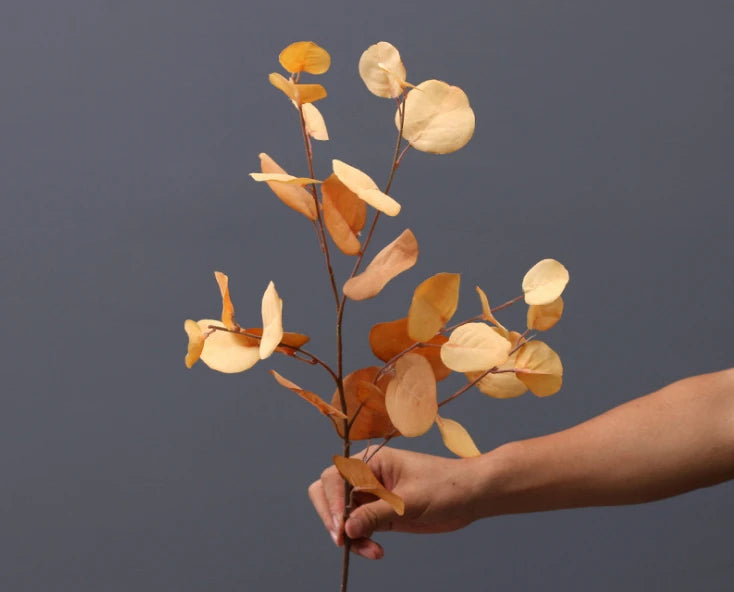 décoration intérieure branche artificielle feuilles ovales multicolore naturelle extérieur automne verte rose bleue orangée
